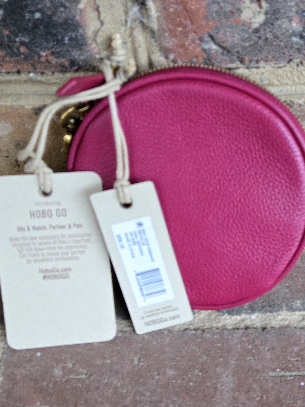 HOBO Revolve Red Pebble Leather Round Mini Pouch